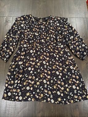 Sanctuary Floral Mini Dress | Ruffle Trim | Pintuck Pleated Bodice Size M
